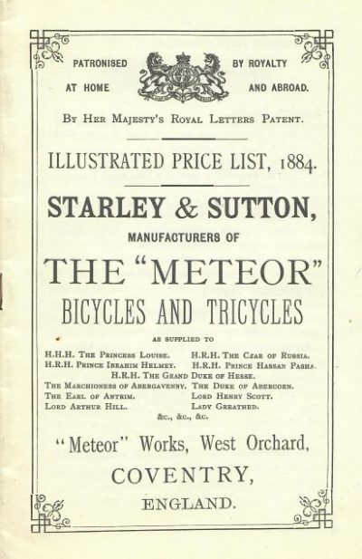 StarleySuttonMeteorBicyclesTricycles1884Repl